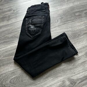 Rock Revival Men’s Jeans Justinn Slim Boot Sz 26 Color Black